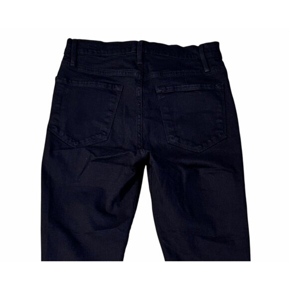 Frame Ali High Rise Cigarette Black Denim Jeans Sz 27 Raw Hem Stretch Minimalist - Picture 10 of 12